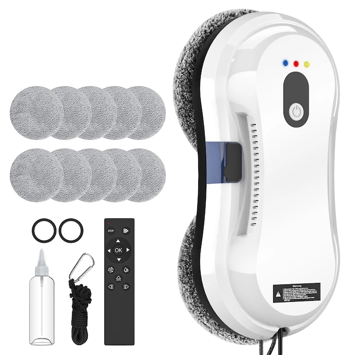 Робот за почистване на прозорци, 3 интелигентни режима, бял, 4м кабел, 2800Pa всмукателна мощност