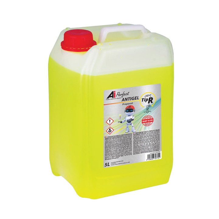 Antigel Auto AiPerfect Tip D (Renault/Dacia), 5 Litri, Gata de Utilizare -35°C, Galben, Norma Renault 41-01-001, Type D, AFNOR NFR 15-601