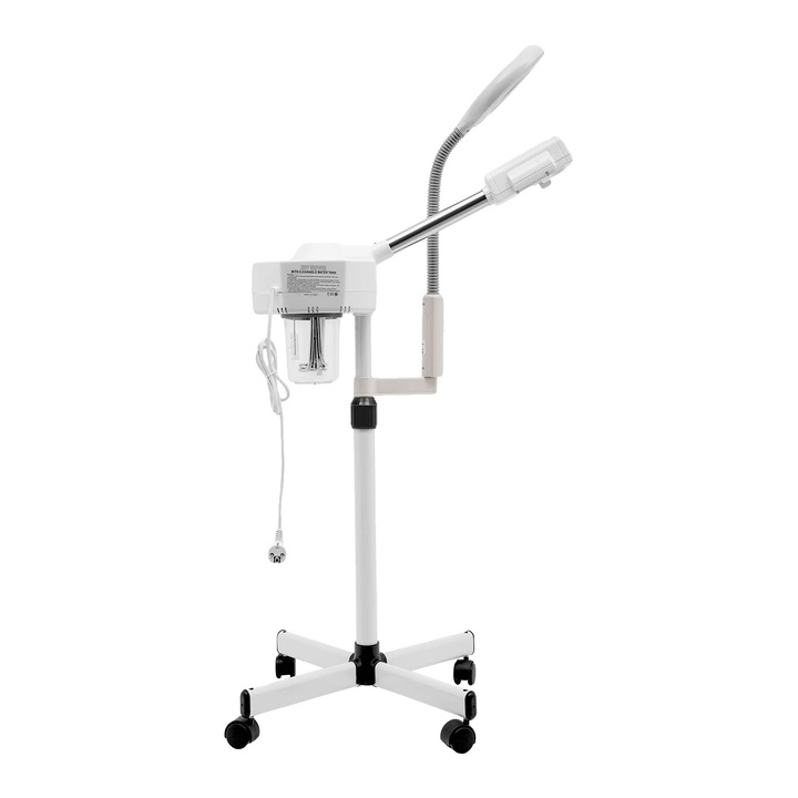 Aparat facial cu aburi, lampa de marire 5X, brat de pulverizare ajustabil, ivoire, 12x120cm