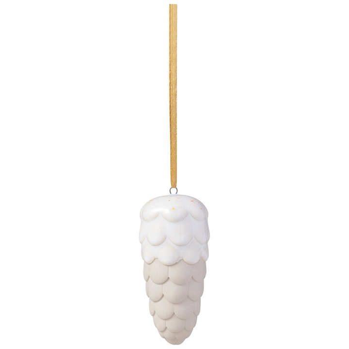 Декорация за елха Winter Glow Pine Cone - Villeroy & Boch, порцелан, бял/бежов, 37x37x88 мм, 439573