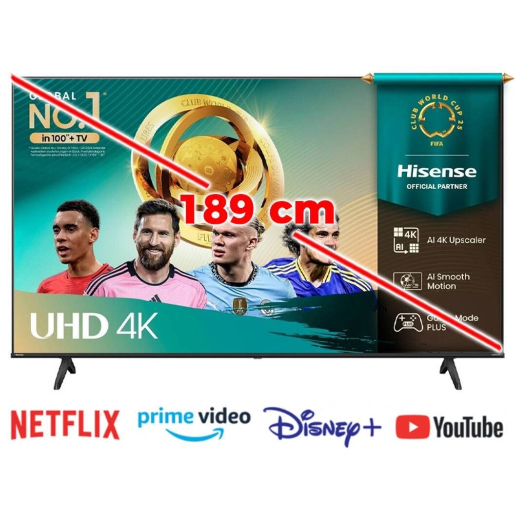 Televizor Hisense 75E6NT, 189 cm, 4K, Ultra HD, Smart TV