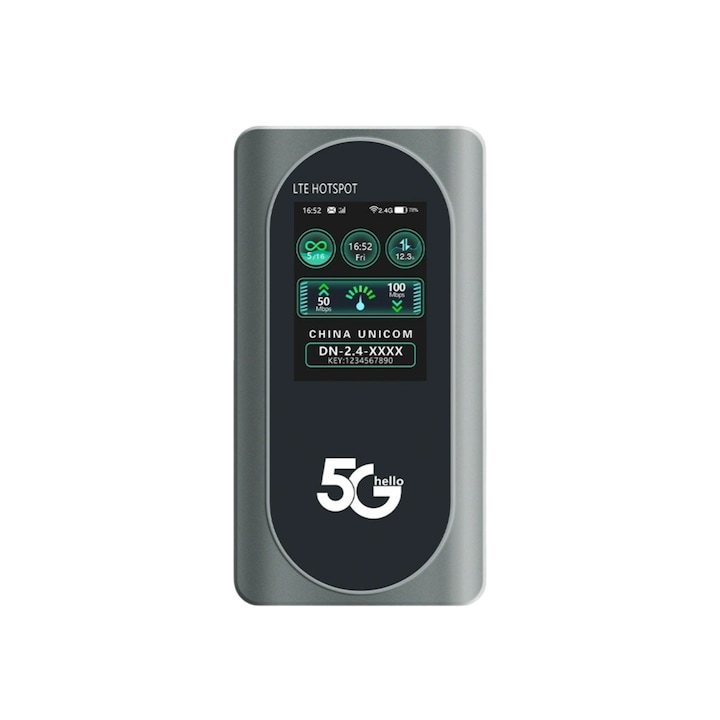 Router Portabil 5G ambrasmart Dual-Band Wi-Fi 600 Mbps, SIM, VPN, Baterie 4400 mAh, Gri