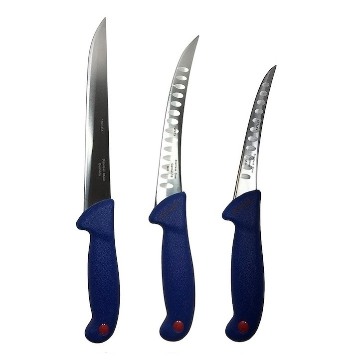 Set profesional de măcelărie 3 cuțite, Dodaco, lame din oțel german, mânere ergonomice, huse incluse