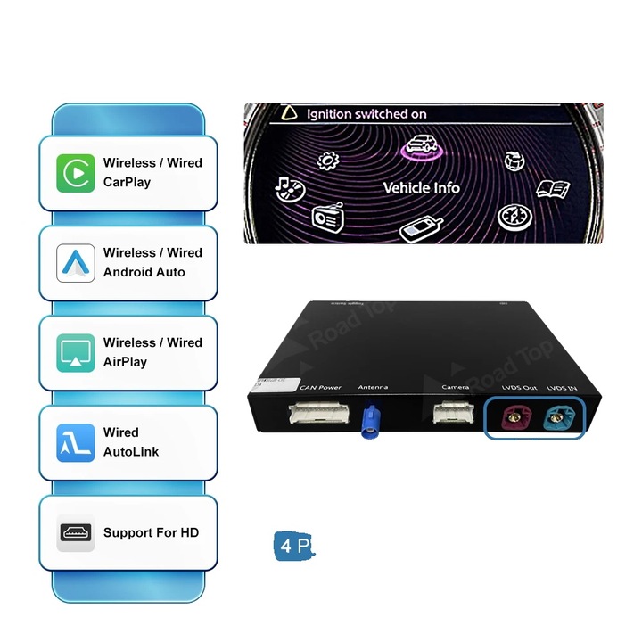 Modul CarPlay, conectivitate wireless, sistem CIC, 150x100x23mm, 2.5 inch, plastic