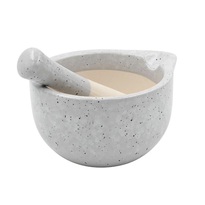 Mojar cu pistil, 330 ml, Excellent Houseware, ceramica, gri deschis