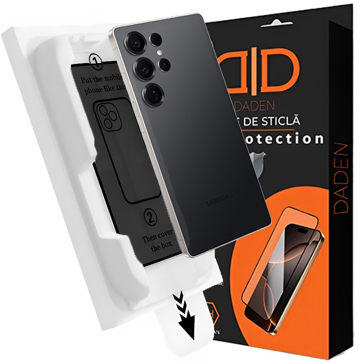 Folie Sticla Privacy Daden MagicBox, Full Cover, Margini negre, Samsung S25 Ultra