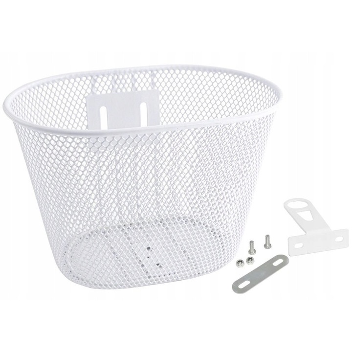 Cos copii JET BMX față metalic alb, 24x18x16cm, pentru biciclete 12-20 inch, montare ușoară