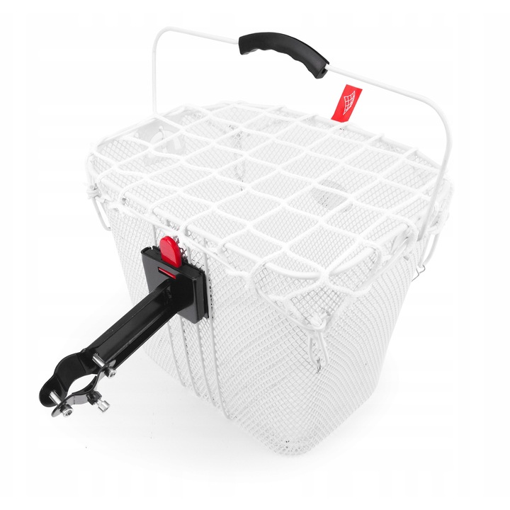 Coș bicicletă JET EASY CLICK, metalic, alb, 33x24cm, cu plasă de protecție