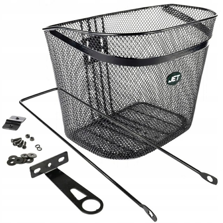 Cos bicicletă JET, față, metal negru, capacitate 10kg, 34x26x23-24, 5cm