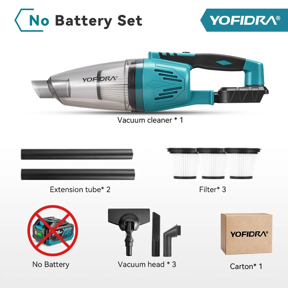 Aspirator fara fir Yofidra 2-in-1, 1500W, 12 kPa, capacitate 650ml, cu LED, fara baterie