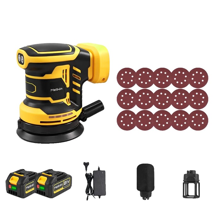Slefuitoare electrica, 2 set baterii, viteza ajustabila, design usor, diametru disc 125mm