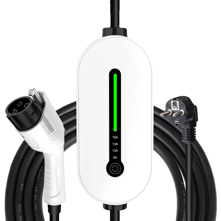 Incarcator portabil pentru vehicule electrice, 3.5KW, tip 1, cablu 5m, design durabil, curent ajustabil