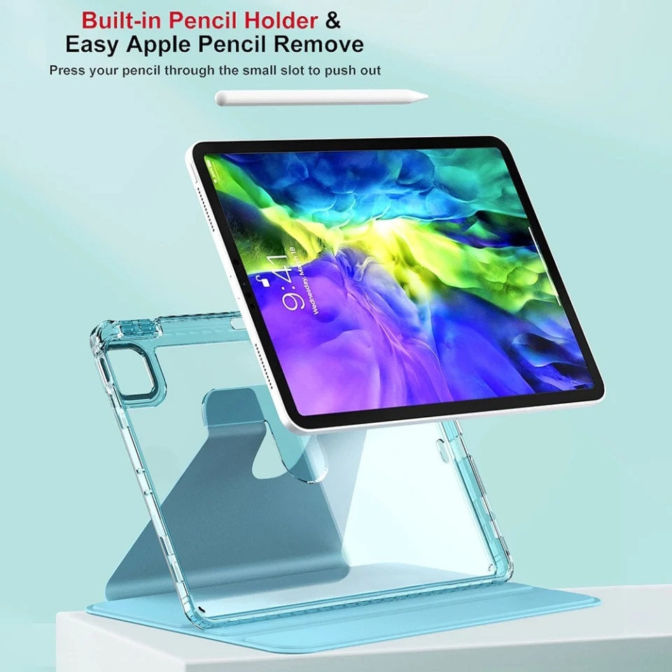 Husa pentru Samsung Galaxy Tab S9 Plus / S9 FE Plus / S10 Plus, SKYDDAR INNOVATION, Ultra Slim, Stand, Crystal Vision, Bleu, set cu sticker