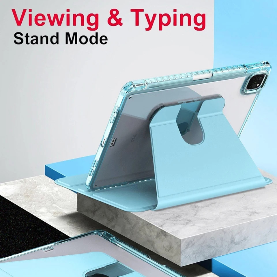 Husa pentru Samsung Galaxy Tab S9 Plus / S9 FE Plus / S10 Plus, SKYDDAR INNOVATION, Ultra Slim, Stand, Crystal Vision, Bleu, set cu sticker
