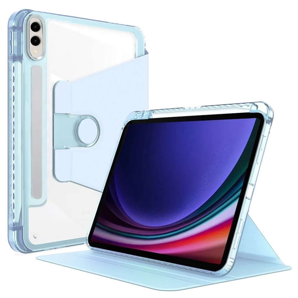 Husa pentru Samsung Galaxy Tab S9 Plus / S9 FE Plus / S10 Plus, SKYDDAR INNOVATION, Ultra Slim, Stand, Crystal Vision, Bleu, set cu sticker