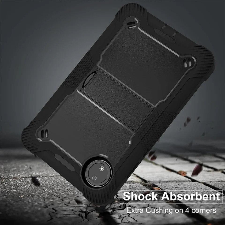 Husa tableta Xiaomi Pad 7, SKYDDAR INNOVATION, Antisoc si Anti-zgarieturi, Rugged TabShell, Negru, set cu sticker