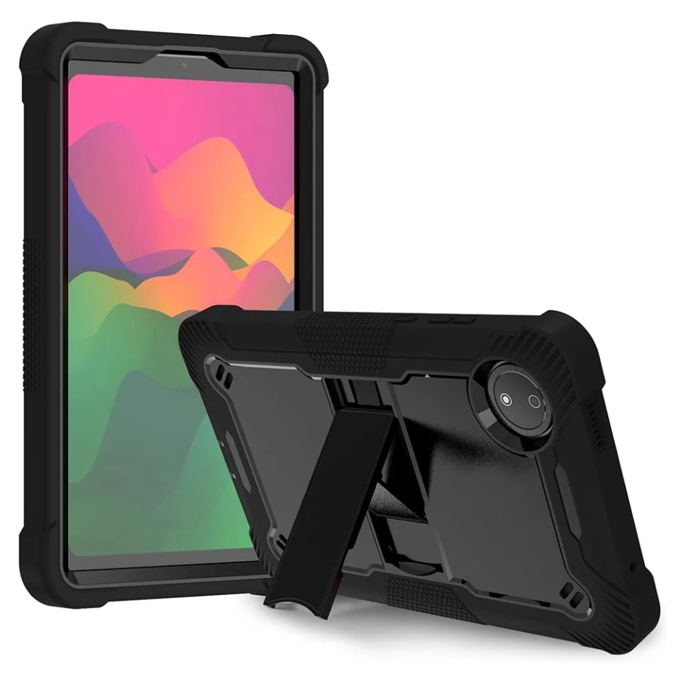Husa tableta Xiaomi Pad 7, SKYDDAR INNOVATION, Antisoc si Anti-zgarieturi, Rugged TabShell, Negru, set cu sticker
