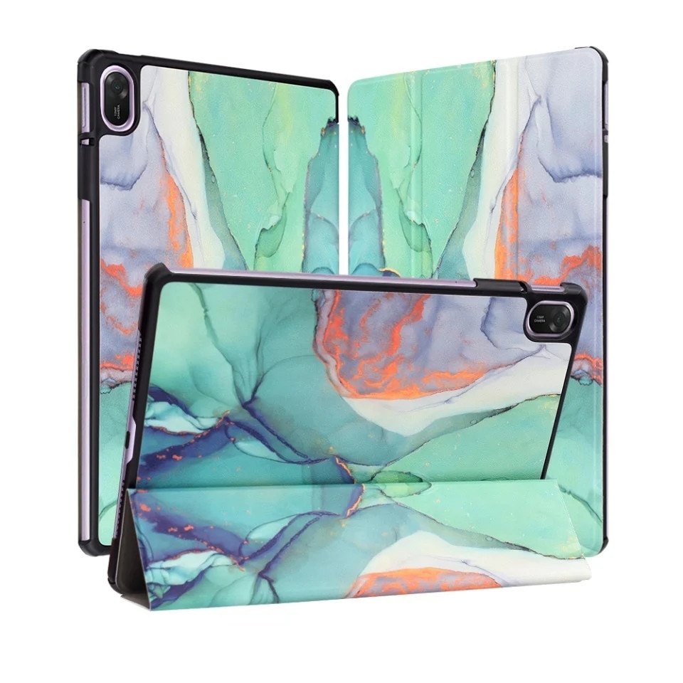 Husa tableta pentru Huawei MatePad 11.5 (2025), SKYDDAR INNOVATION, cu suport Multi-Unghi si functie Sleep/Wake, FoldPro, Green time, set cu sticker