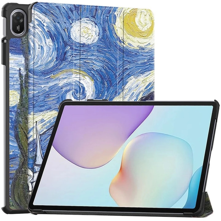 Husa tableta pentru Huawei MatePad 11.5 (2025), SKYDDAR INNOVATION, cu suport Multi-Unghi si functie Sleep/Wake, FoldPro, Starry night, set cu sticker
