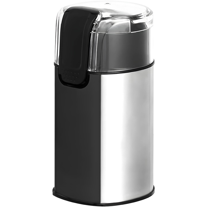 Rasnita de Cafea Electrica Teno®, pentru cafea/nuci/condimente, otel inoxidabil, granulatie reglabila, 280 W, 60 g, gri