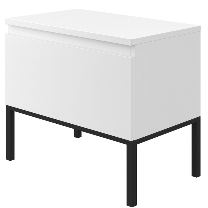 Noptiera Selsey Bemmi, Alb cu cadru metalic