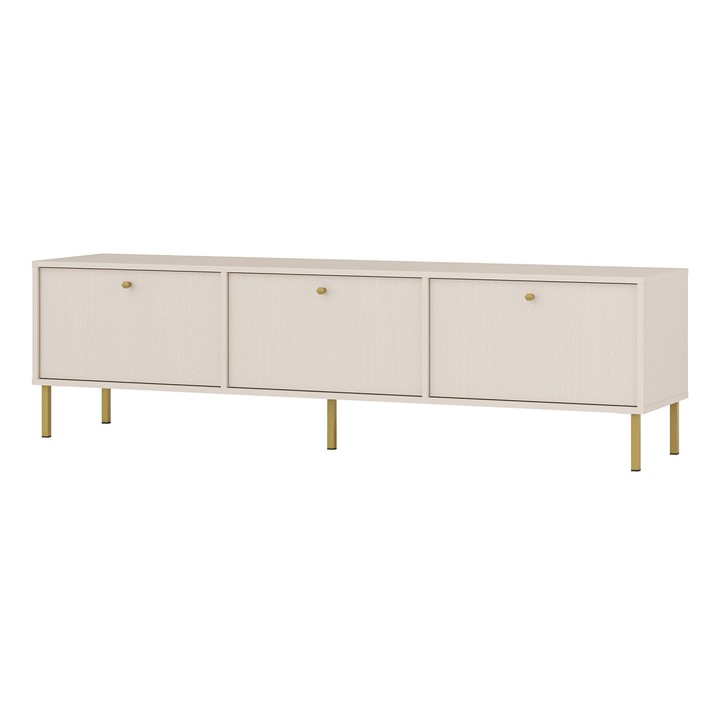 Comoda TV Selsey Oktio, 180 cm, 3 usi, bej nisip