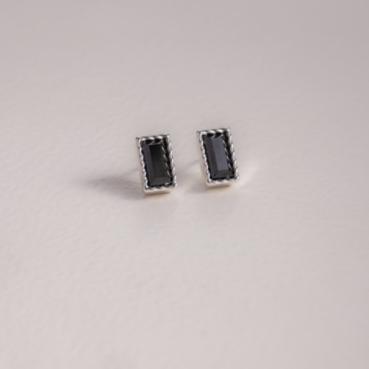 Cercei dama, Colibra, negri, placati cu argint, zirconiu