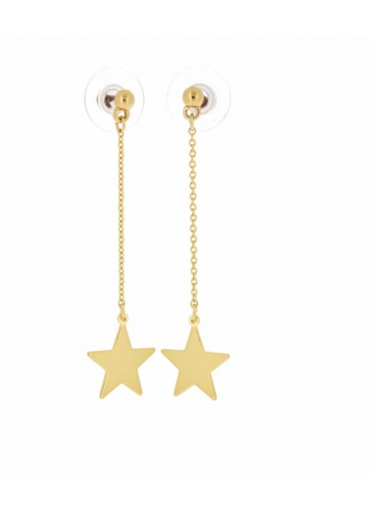 Cercei Colibra, model cu stele, lungime 5cm, auriu