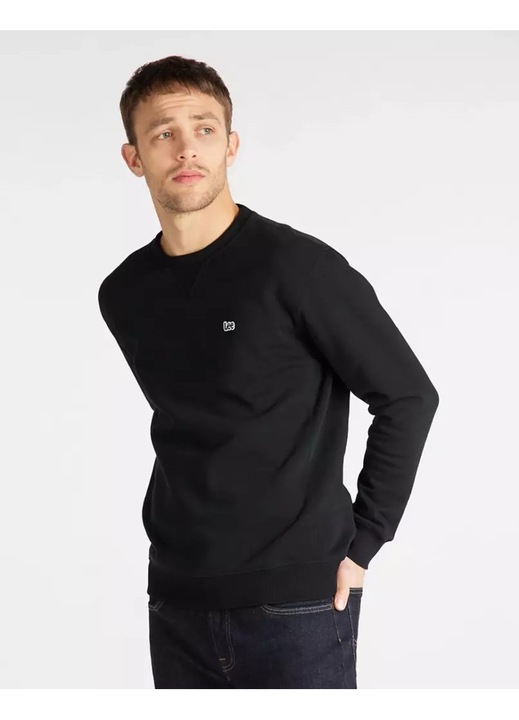 Bluza barbateasca Lee, decolteu rotund, moale, neagra, bumbac