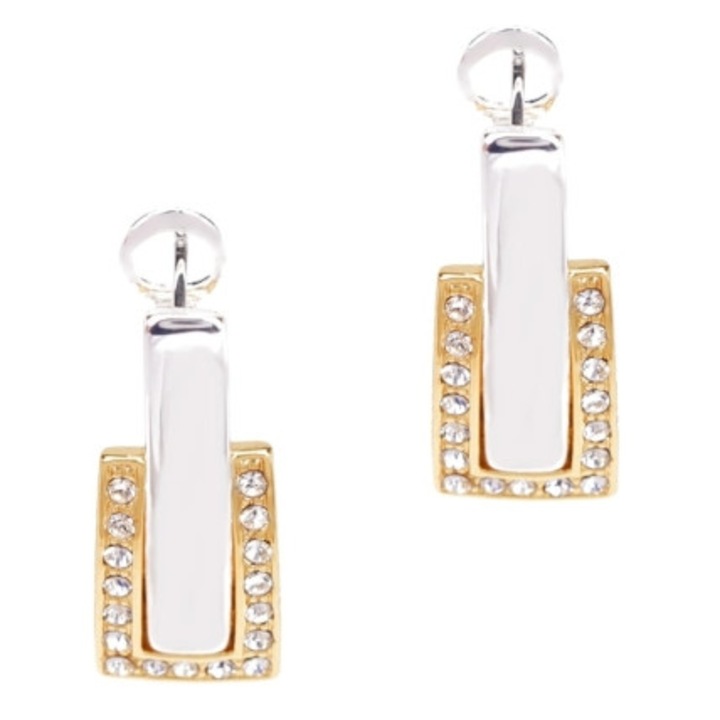 Cercei Colibra cu cristale, argintiu/auriu, 2,5x1,1x0,3cm