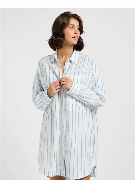 Rochie Lee Relaxed Shirt Dress, bumbac, albastru, XS INTL