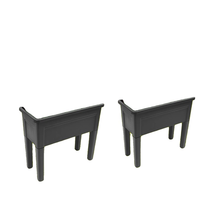 Ghivece de gradina ridicate, 2 bucati, material PP si cauciuc, 75x34.5x65.5cm, negru
