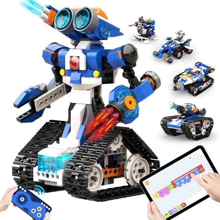 Kit de Constructie Robot STEM, Modele de Asamblare 6-in-1, Codificare Interactiva, 480 Piese