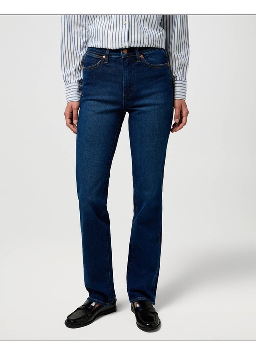 Blugi dama, Wrangler Straight Posh Parade, bumbac, albastru