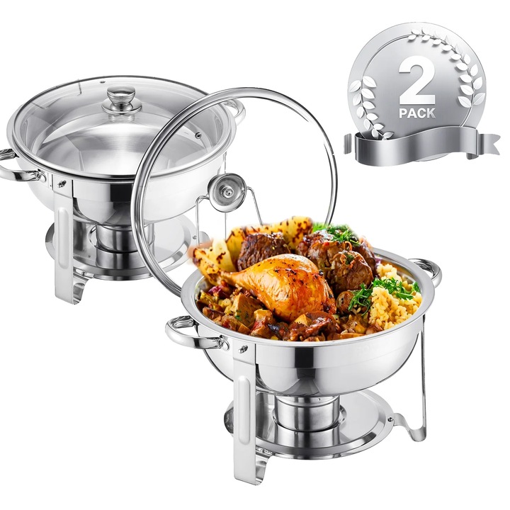 Set 2 Ustensile Gratar, Otel Inoxidabil, Ideal pentru Evenimente, Argintiu