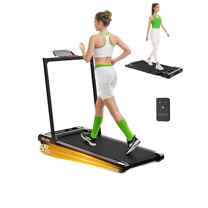 Бягаща пътека, Akluer 480L-B, характеристики на наклон, сгъваем дизайн, 150 кг, 0.6-4 MPH