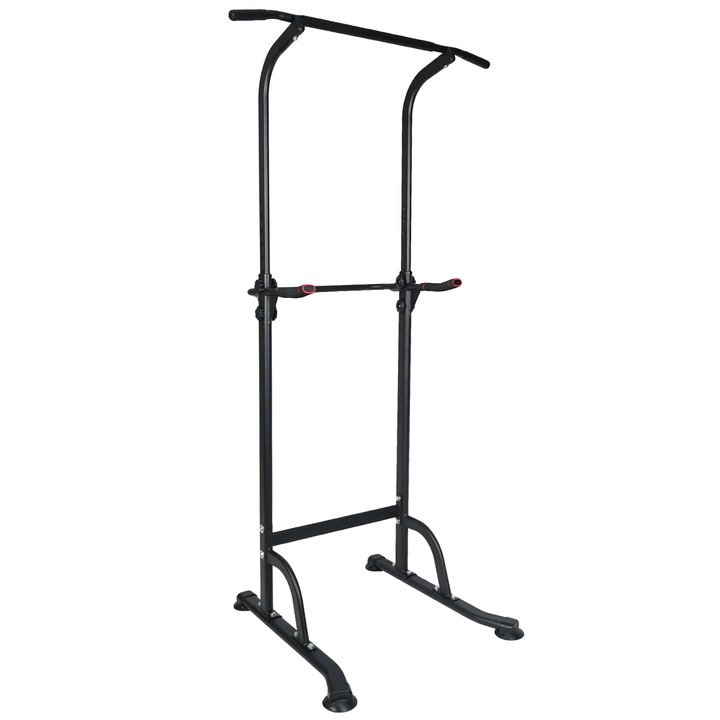 Turn Power Tower, Inaltime Ajustabila, Statie de Exercitii Multifunctionala, Negru