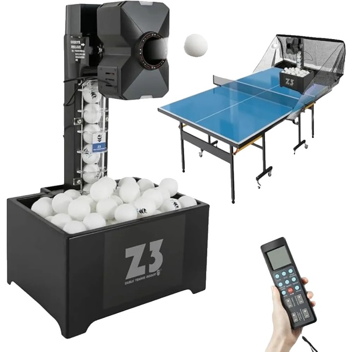 Robot de tenis de masa, viteza ajustabila, suport racheta retractabil, capacitate 100 mingi, material ABS durabil, 12x10x8 in