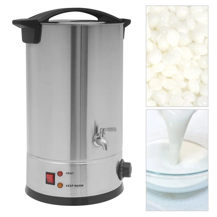 Topitor de ceară, 15L, argintiu, inox, 1800W, pentru saloane & lumânări DIY