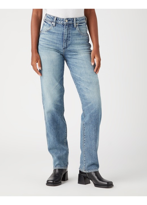 Blugi dama, Wrangler Mom Straight, albastru, bumbac, W29-L32 US