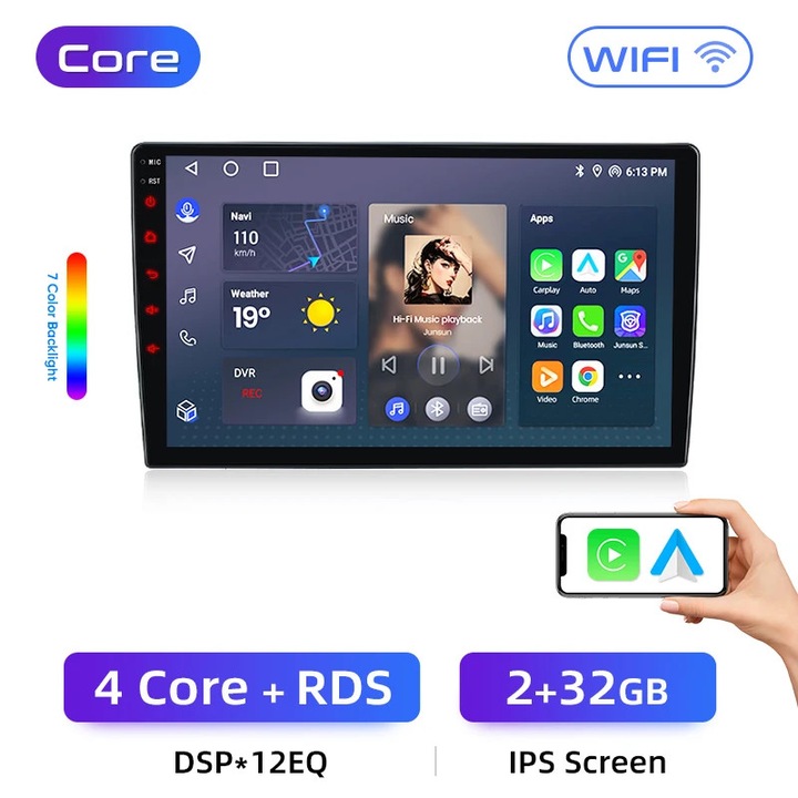 Navigatie GPS Multimedia Stereo, Wireless CarPlay, Android Auto, 9 inch, 2GB RAM, 32GB ROM