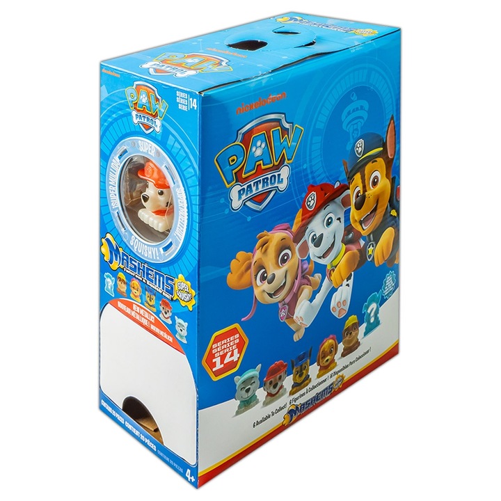 Bila cu figurina surpriza Paw Patrol, Mashems, cauciuc moale, 6x6x6cm