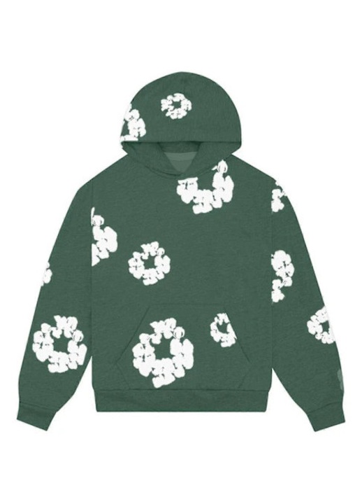 Hanorac unisex, imprimeu casual, stil retro, verde, pulover