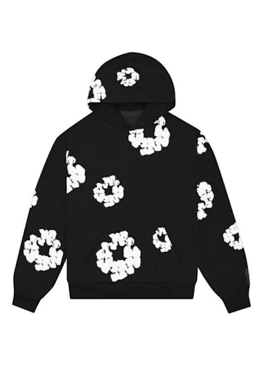 Hanorac unisex, imprimeu casual, stil retro, supradimensionat, cu negru, pulover negru