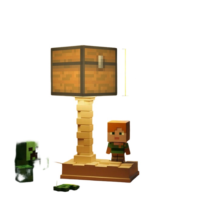 Lampa tematica Minecraft, 18cm, iluminare puternica, set cu telecomanda, multicolor