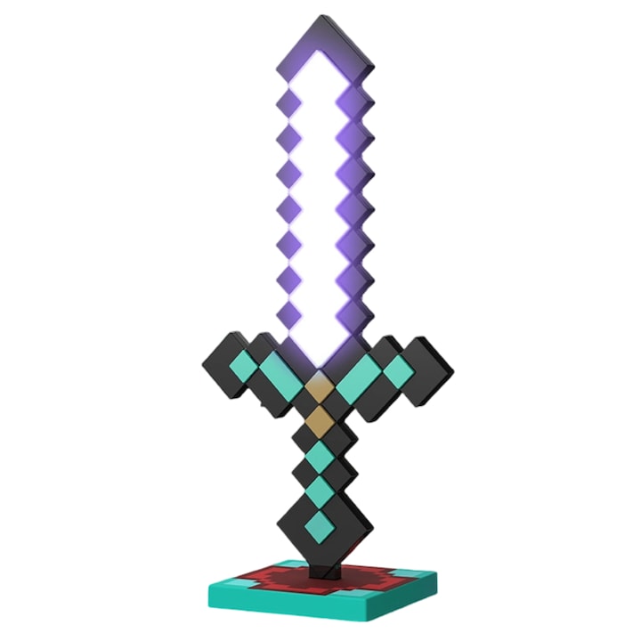 Лампа с диамантен меч Minecraft, 40 см, 20 светлинни ефекта, USB-C захранване, декор за стая за игри