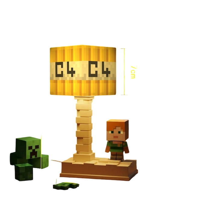 Lampa de veghe tematica Minecraft, 18cm, iluminare reglabila, multicolor, cu telecomanda