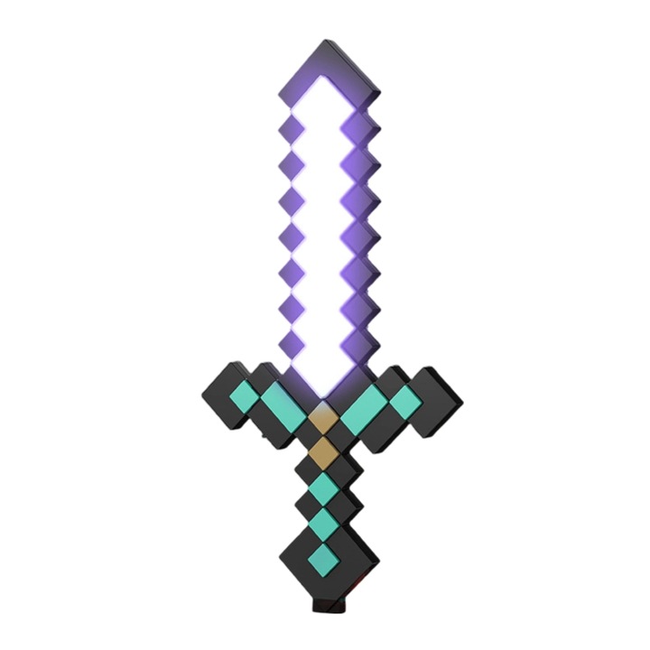 Лампа с диамантен меч Minecraft, 40 см, 20 светлинни ефекта, USB-C захранване, декоративен комплект