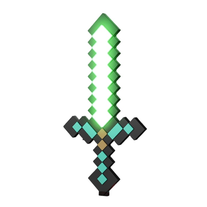 Лампа с диамантен меч Minecraft, 40 см, 20 светлинни ефекта, USB-C захранване, декор за стая за игри