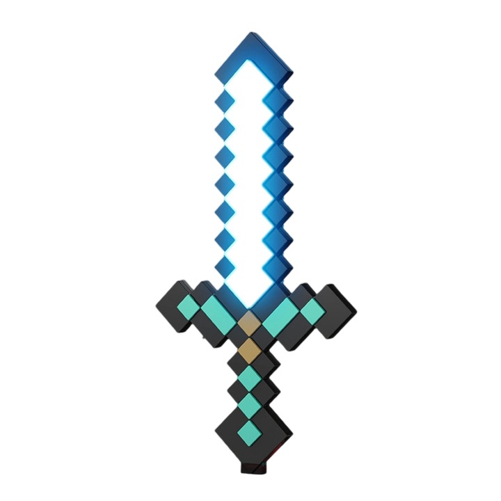 Лампа с диамантен меч Minecraft, 40 см, 20 светлинни ефекта, USB-C захранване